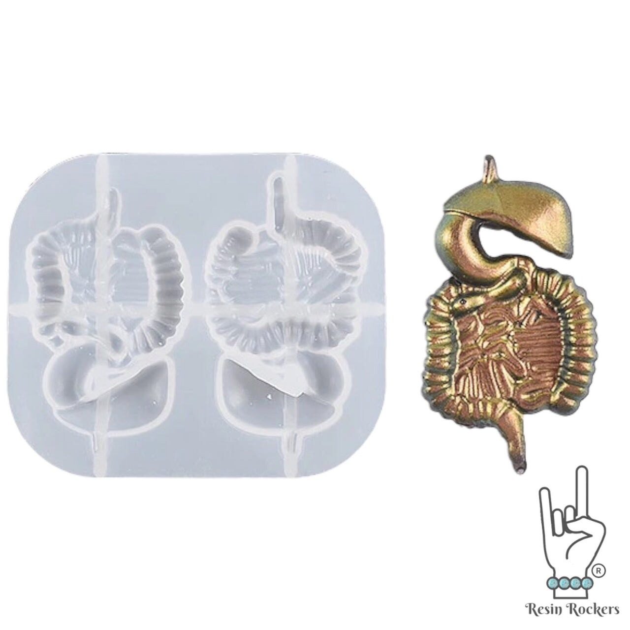 UV Safe Human Digestive System Silicone 3d Badge Reel or Phone Grip Mold for UV and Epoxy Resin Art